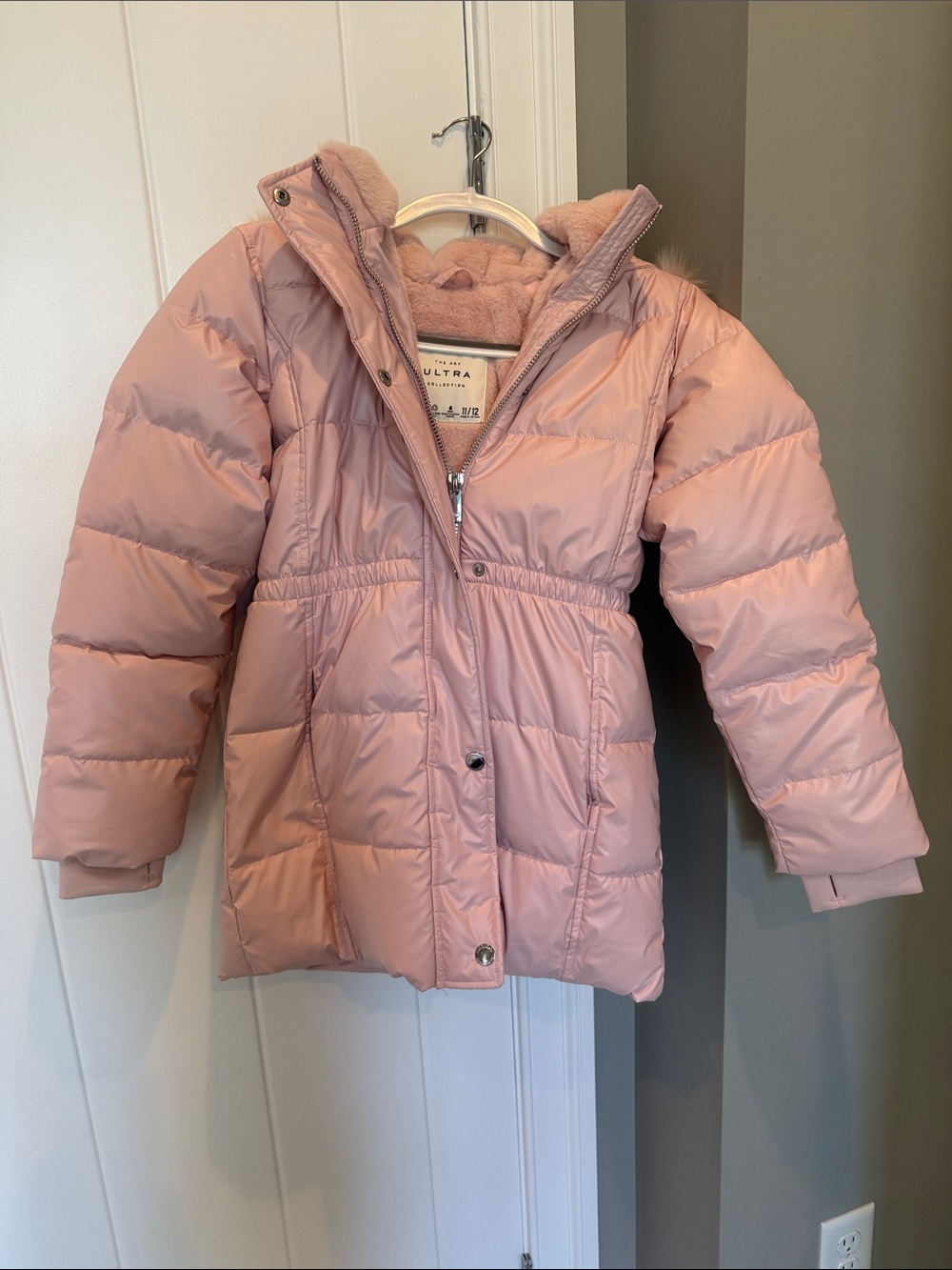 abercrombie kids Light Pink Quilted Puffer Jacket with Hood